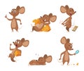 Various characters of mice in action poses Royalty Free Stock Photo