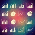 Various chart icons, including bar graphs, pie charts, and line graphs, are displayed Royalty Free Stock Photo