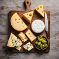 Various cheese on the table