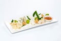 Various cheese type dish served luxery, isolated