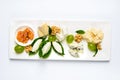 Various cheese type dish served luxery, isolated Royalty Free Stock Photo