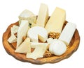 Various cheeses plate isolated on white Royalty Free Stock Photo