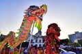 Various Chinese cultural attractions enliven the Cheng Ho festival which passes through the Lawang Sewu Semarang Royalty Free Stock Photo