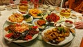 various Chinese food on the dining table Royalty Free Stock Photo