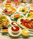 various Chinese food on the dining table Royalty Free Stock Photo