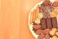 Various chocolate cakes on the table Royalty Free Stock Photo