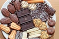 Various chocolate cakes on the table Royalty Free Stock Photo