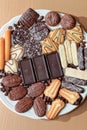 Various chocolate cakes on the table Royalty Free Stock Photo