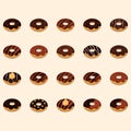Various chocolate-glazed doughnuts in a grid pattern Royalty Free Stock Photo