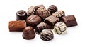 Various chocolates isolated on white created with Generative AI. Very tasty flavours.