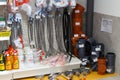 Various choice of hardware tools, home and garden products, DIY and building materials