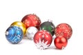 Various christmas balls on white