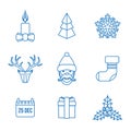 Various christmas outline icons set Royalty Free Stock Photo
