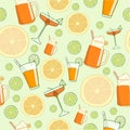 Various Citrus drinks seamless pattern with fresh lime background Royalty Free Stock Photo