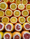 Citrus fruits sliced in half. Turkish fruit market. Fresh juice Royalty Free Stock Photo