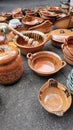 Various clay utensils for the kitchen such as pots, pans for cooking, they sell them on the streets of the neighborhoods Mexico ve