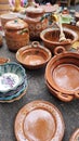 Various clay utensils for the kitchen such as pots, pans for cooking, they sell them on the streets of the neighborhoods Mexico ve