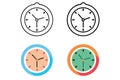 Various clock icons with different styles and features, suitable for time, scheduling, and business related content, line art icon