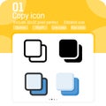 Various clone icon with outline style isolated on white background. Vector illustration copy flat style element thin sign symbol