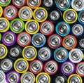 Various Close up background of various alkaline batteries