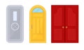 Various Closed Front Double and Single Doors Vector Set Royalty Free Stock Photo