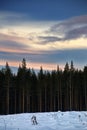 Various clouds on evening sky over winter landscape Royalty Free Stock Photo