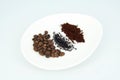 Various coffee blends. Coffee beans and coffee. Royalty Free Stock Photo