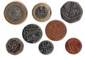 Various coins from the United Kingdom. Royalty Free Stock Photo