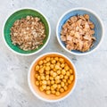 Various of cold breakfast cereals on table Royalty Free Stock Photo