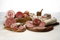 Various cold cuts of sliced pork