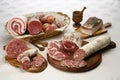 Various cold cuts of sliced pork Royalty Free Stock Photo