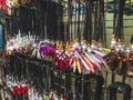 Various Collection of Bead Necklace on The Display by Street Seller Market. Royalty Free Stock Photo