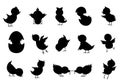 Various Collection Of Different Type Birds and Animal Silhouettes Royalty Free Stock Photo