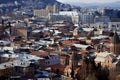 Various, colored, beautiful roofs of the city of Tbilisi lit by the soft evening sun Royalty Free Stock Photo