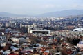 Various, colored, beautiful roofs of the city of Tbilisi lit by the soft evening sun Royalty Free Stock Photo