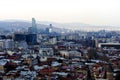 Various, colored, beautiful roofs of the city of Tbilisi lit by the soft evening sun Royalty Free Stock Photo