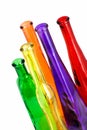 Various color bottle on the white