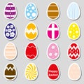 Various color Easter eggs stickers collection