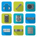 Various color flat style sound devices icons set Royalty Free Stock Photo