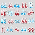 Various color ladies earrings types stickers set Royalty Free Stock Photo