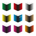 Various color open book simple icons set eps10