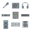 Various color outline sound devices icons set