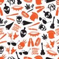 Various color punk icons seamless pattern