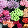 various color roses in flower market