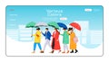 Various color umbrellas landing page flat color vector template Royalty Free Stock Photo