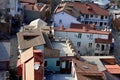 Various, colored, beautiful roofs of the city of Tbilisi lit by the soft evening sun Royalty Free Stock Photo