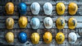 The row of construction helmets.AI generated image Royalty Free Stock Photo