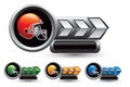 Various colored football helmets arrow nameplates Royalty Free Stock Photo