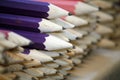 Various colored pencils in row as a creativity selective focus Royalty Free Stock Photo