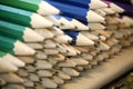 Various colored pencils in row as a creativity selective focus Royalty Free Stock Photo